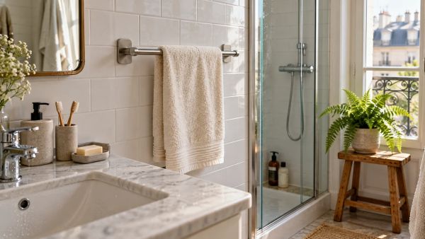 5 astuces efficaces pour un porte-serviette sans perçage en salle de bain